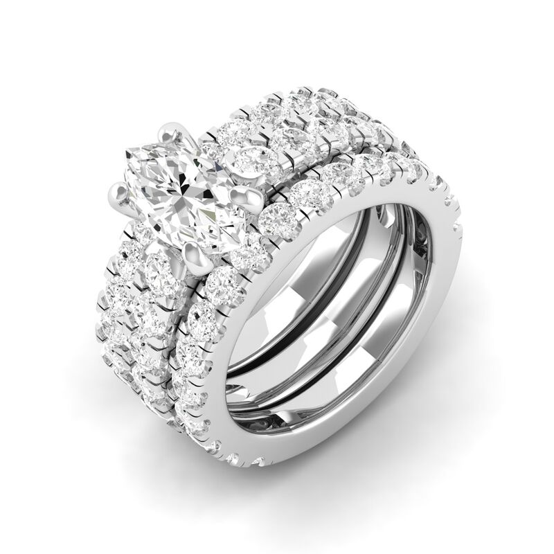 Marquise-Cut Lab Grown 5ctw. Diamond Ring Engagement Ring Set in 14k White Gold image number null